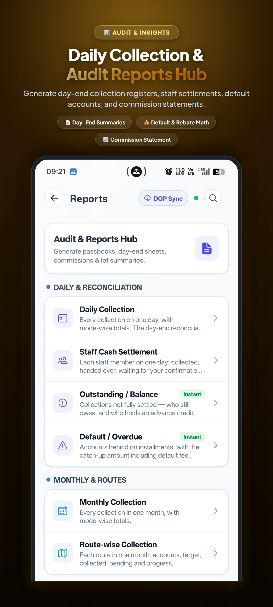 Daily Collection & Audit Reports Hub